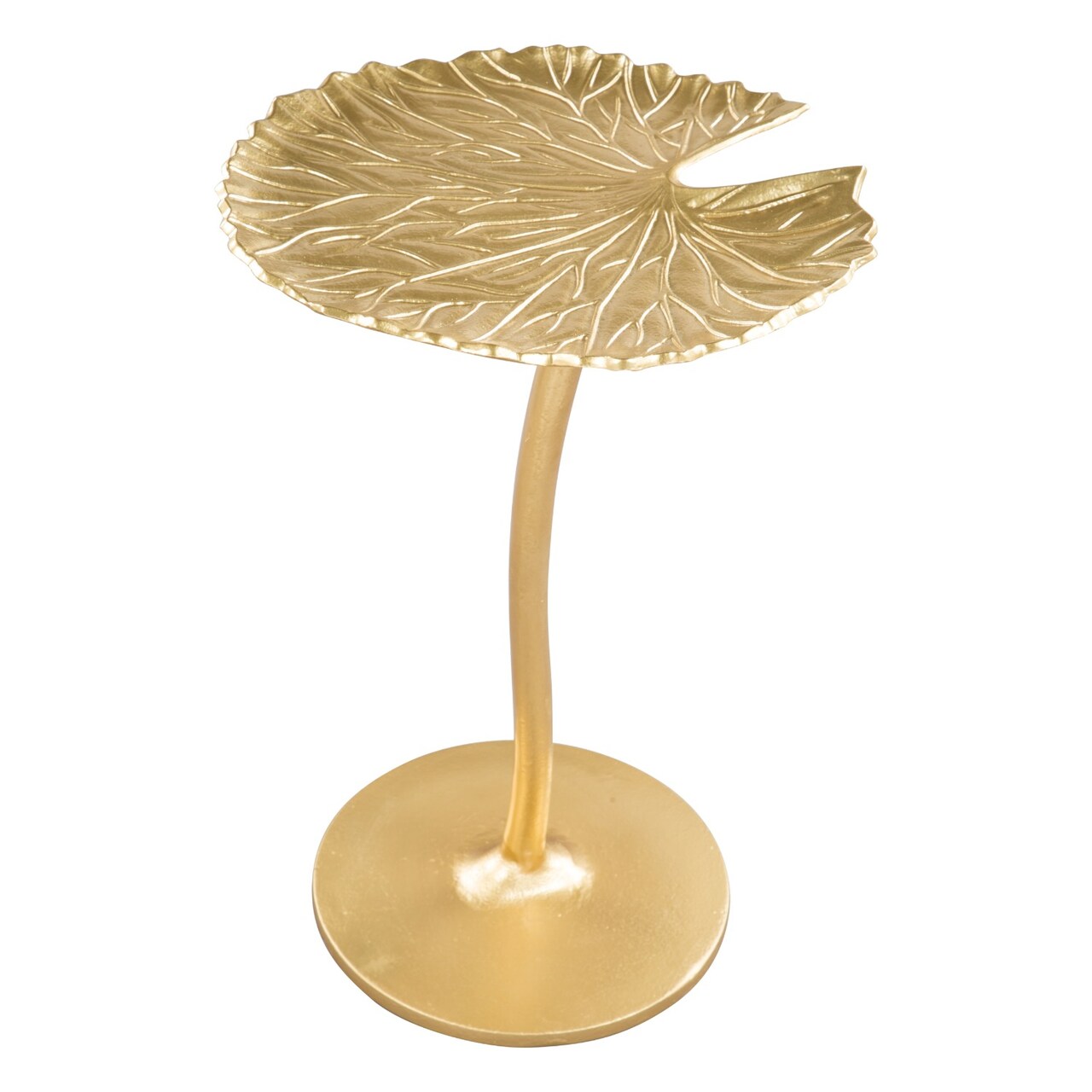 Modern Home 22&#x22; Gold Lily Leaf Shaped Side Table